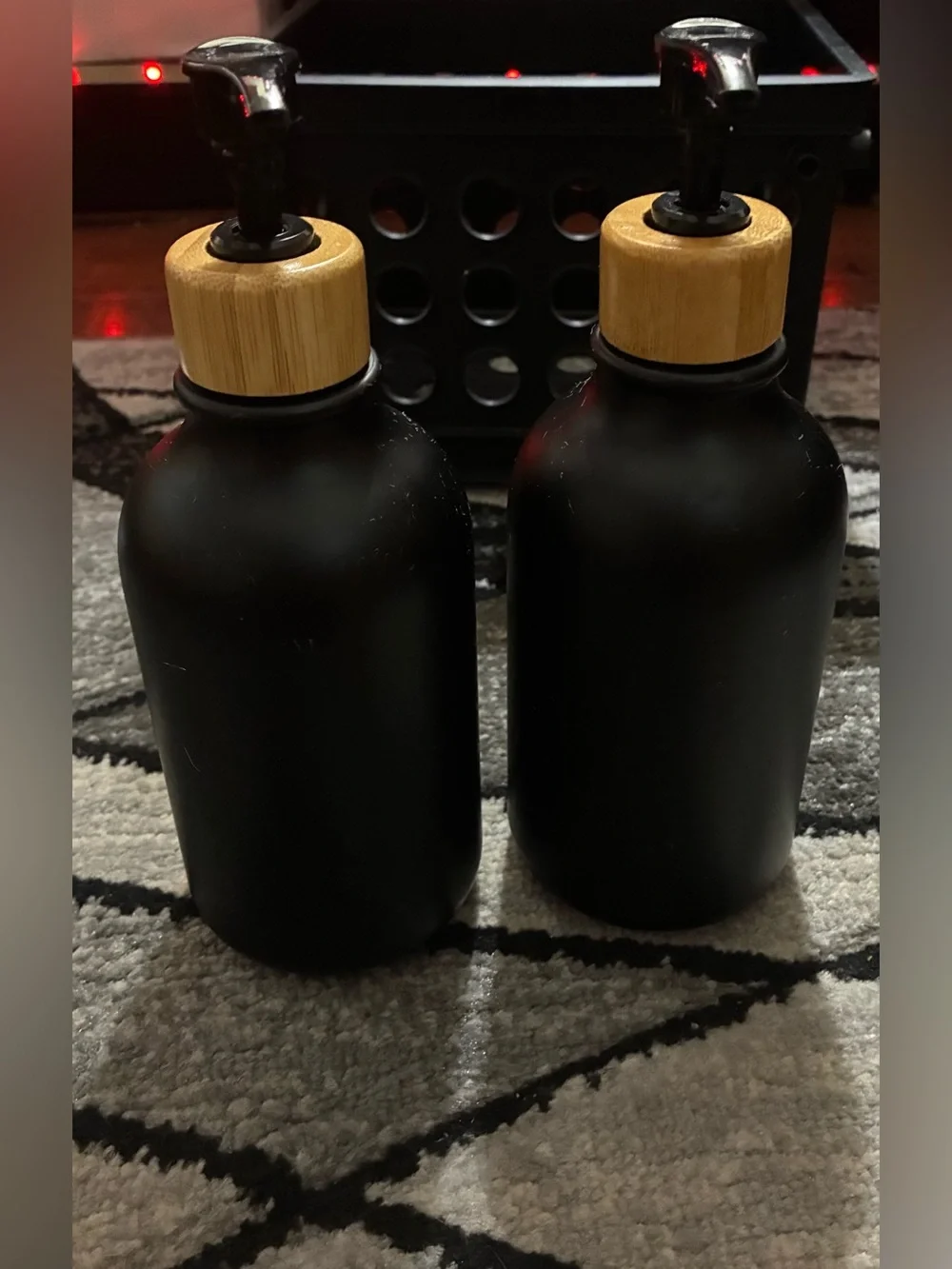 Black and Bamboo Bathroom Accessory Set - Modern Home Dining Canisters